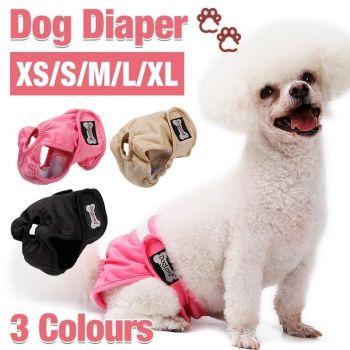 Female Dog Puppy Nappy Diapers Wrap Band Sanitary Pants Underpants XS-XL Black - L