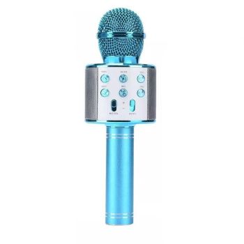 Karaoke Microphone Speaker Wireless Bluetooth Handheld Mic Usb Player Ktv Ws858 - Blue