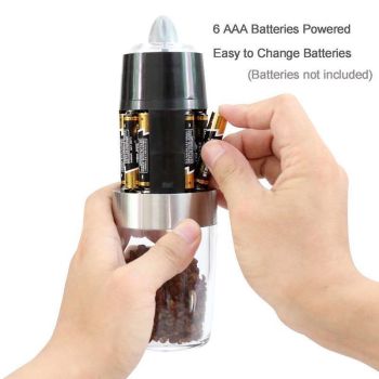 Automatic Gravity Electric Salt or Pepper Mill Grinder Led Battery-Operated
