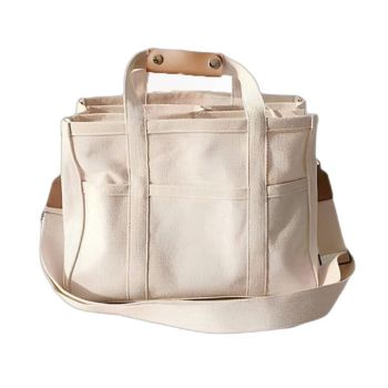 Stylish Multifunctional Mummy Bag Canvas Shoulder Crossbody Handheld Tote Bag - Beige