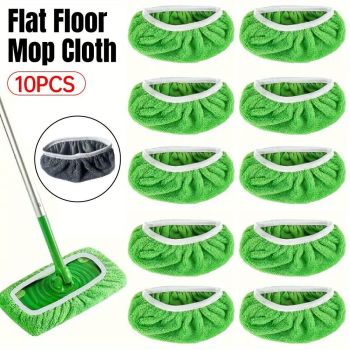 10PCS Replacement Mop Cloth Water Absorbent Wet Dry Refill Cover Household Tool - Green