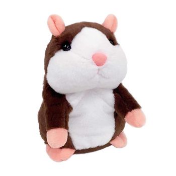 Plush Talking Hamster Toy with Voice Mimicry Nod Action Xmas Gift for Pet Lovers - Light Brown