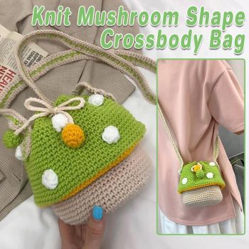 Handmade Wool Woven Mushroom Bag Fashion Shoulder Crossbody Womens Bucket Bag