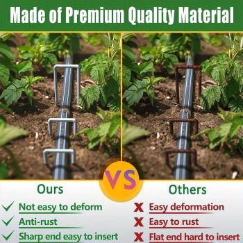 100pcs U Shape Ground Stakes Gardening Spikes Landscape Anchor Pins