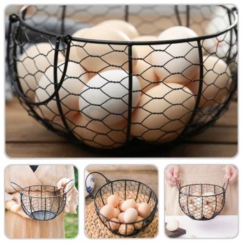 Egg Basket Fruit Storage Basket Blue Iron Basket Home Sundries Organiser Holder