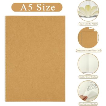 20pcs A5 Notebook Workbook Kraft Paper Notepad for School Office Writing Use