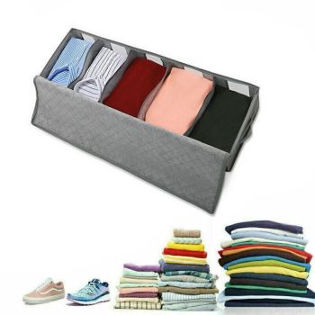 5 Compartments Clothes Shoes Under Bed Storage Organizer Box Bag Large Capacity - Grey