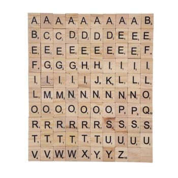 20X Wooden Alphabet Scrabble Tiles A-Z Letters and Numbers DIY Craft Game Pieces - Letter T 20pcs