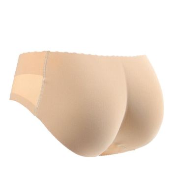 Beige Seamless Padded Butt Lifter Briefs Hip Enhancer Underwear for Women - L ( Hipline:90-92cm )