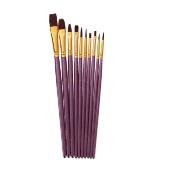 10pcs Artist Paint Brush Set Acrylic Oil Watercolour Gouache Painting Supplies - Black