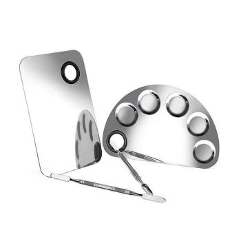 Stainless Steel Cosmetic Face Makeup Palette Spatula Foundation Mixing Tool - Semicircle