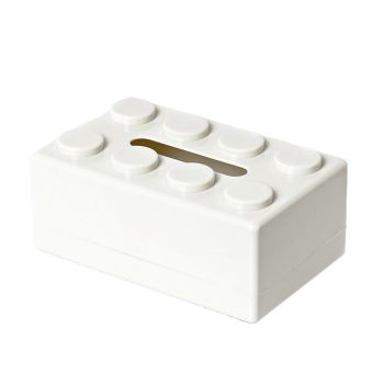 Tissue Box Cover Creative Building Block Cute Napkin Dispenser Holder Home Decor - White
