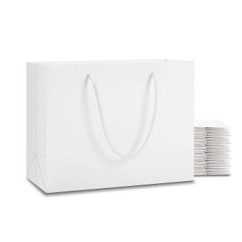 50PCS Kraft Paper Gift Bags Custom Blank Shopping Handbags for Garment Packaging - 13x19x6cm