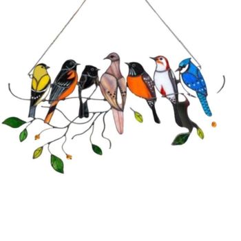Colorful Birds Hanging Ornament Window Suncatcher Home Decoration Gift - 7 Birds