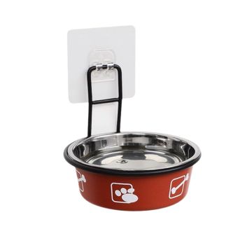 Stainless Steel Pet Bowl Hanging Cat Food Water Bowl Durable for Dogs and Cats - Black-14cm
