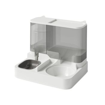 Automatic Cat Feeder Water Dispenser All in One Plastic Bowl for Cats and Dogs - Grey