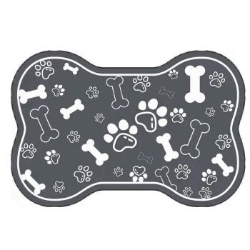 Pet Feeding Mat Non-slip Diatom Mud Absorbent Dirt-resistant Waterproof Placemat - Black-40x60cm
