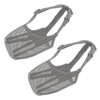 2PCS Adjustable Mesh Pet Dog Muzzle Mask Mouth Cover No Bite Strap Mouth Cover - Black-M