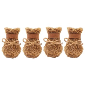 Winter Pet Dog Snow Boots Teddy Puppy Non-Slip Cotton Shoes Warm Puppy Foot - Brown-S
