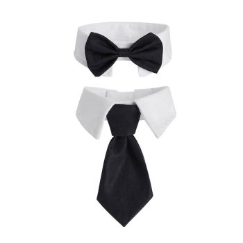 2pcs Pet Bow Tie Collar Dog Cat Suit Dress Accessories Adjustable Neck Strap - L