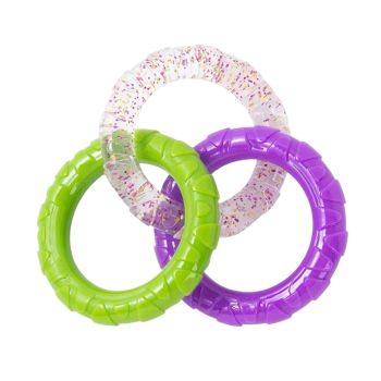 Interactive Dog Toys TRP Rubber Ring Teething Pet Rally Ring Chew Play Fetch - Green-Purple