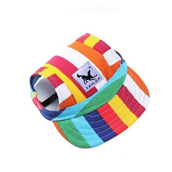 Dog Baseball Cap Outdoor Pet Sun Hat Summer Canvas Visor Puppy S Size - Stripe