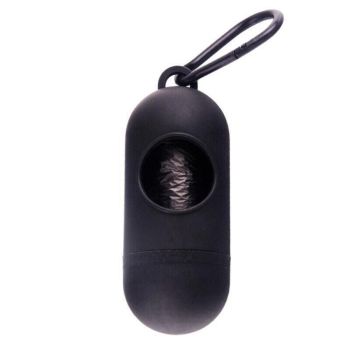Portable Dog Waste Bag Dispenser with Refill Rolls for Pet Walking Cleanup - Black