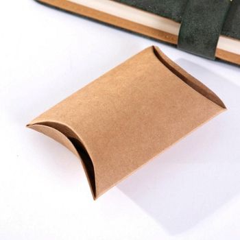 50pcs Kraft Paper Pillow Gift Boxes with Hemp Rope for Candy Favour Packaging - Brown