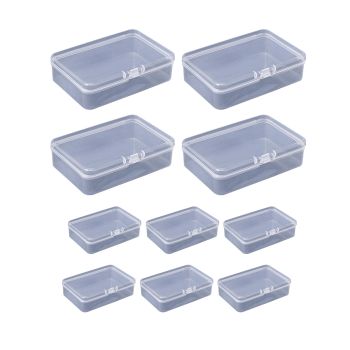 10PCS Card Storage Box Transparent Plastic Holder ID Business Card Organizer - Long And Tall