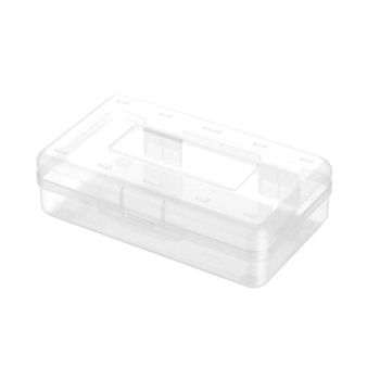 Large Capacity Transparent Plastic Pencil Case Multifunctional Student Art Box - Red