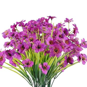 12pcs Artificial Flowers Set for Home Decor Wedding Party Fake Floral Decor - Blue