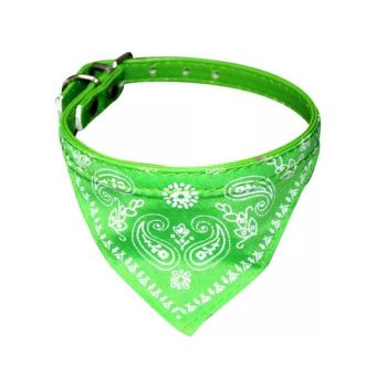 Adjustable Bandana Collar with Bell for Small Dogs and Cats Triangle Scarf Style - Blue