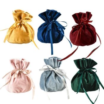 6PCS Velvet Cloth Drawstring Bags Gift Bag Jewelry Ring Pouch Earring Favor - Dark Green-6PCS