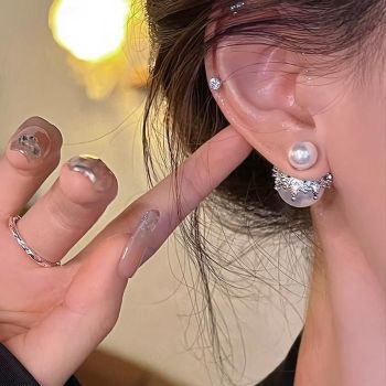 New Women Ladies Crystal Rhinestone Pearl Ear Studs Earrings Charm Jewelry Gift