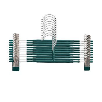 10pcs Home Wardrobe Pant Rack Hanging Trouser Organizer Clothes Hanger - Green