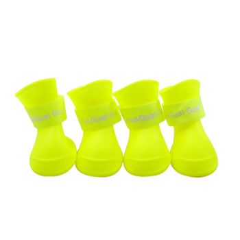 4pcs Cartoon Boots Pet Rain Shoes Waterproof Non-Slip Wear-Resistant Dog Shoes - Blue - S