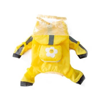 Waterproof Dog Raincoat with Feet Full Coverage Pet Rainy Clothes for Small Dogs - Yellow - M