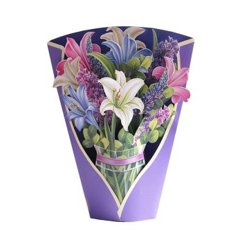 New Style 3D Pop Up Cards Paper Flower Bouquet Greeting Card for All Occasions - Red Rose