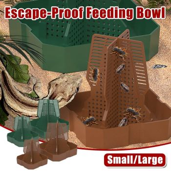 Reptile Anti Escape Feeding Basin Self Catch Feeder for Lizard Snake Pet Care - Green-L