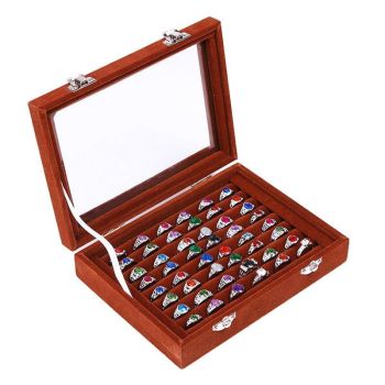 Velvet Ring Earring Jewelry Display Organizer Box Tray Holder Storage Case - Beige