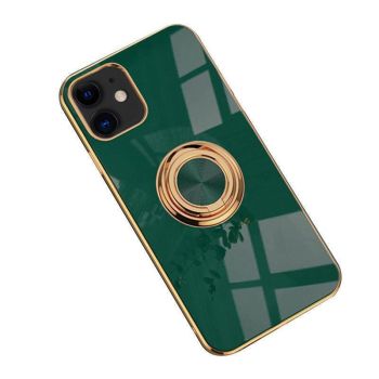 Dark Green Luxury Shockproof Silicone Ring Case Stand Cover for iPhone 14 13 12 Pro Max - iPhone 12