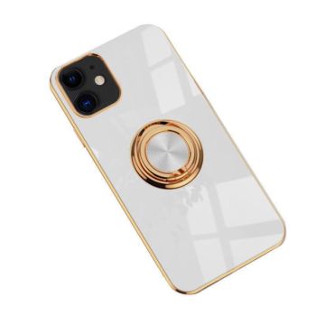 White Luxury Shockproof Silicone Ring Case Stand Cover for iPhone 14 13 12 Pro Max - iPhone 12