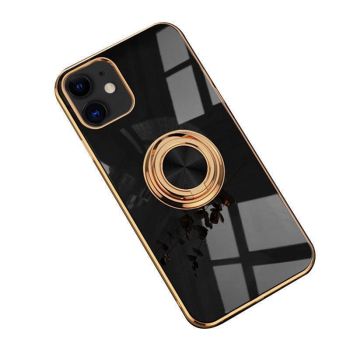 Black Luxury Shockproof Silicone Ring Case Stand Cover for iPhone 14 13 12 Pro Max - iPhone 12 Pro