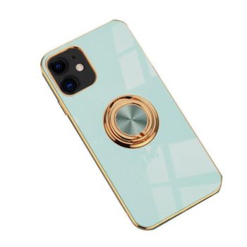 Light Cyan Luxury Shockproof Silicone Ring Case Stand Cover for iPhone 14 13 12 Pro Max - iPhone 13