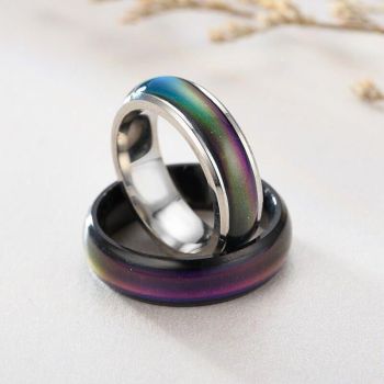 Mood Colour Changing Ring Temperature Sensitive Stainless Steel US Size 6 - Rose Gold