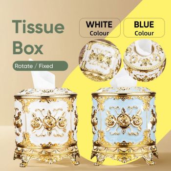 Luxury Vintage Round Tissue Box Paper Towel Holder Stylish Kitchen Storage Decor - White