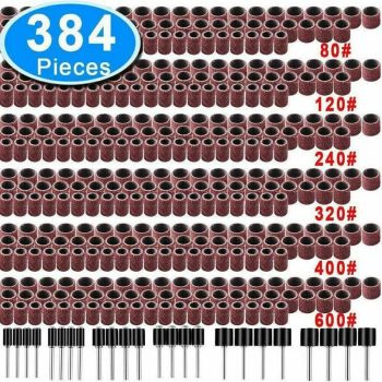 384Pcs Drum Sanding Kit For Nail Drill Bits Dremel Accessories Rotary Tool Set
