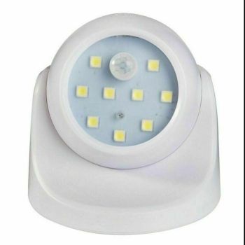 Battery Powered LED Motion Sensor Light Indoor Outdoor Wall Security 360 Degree - Black