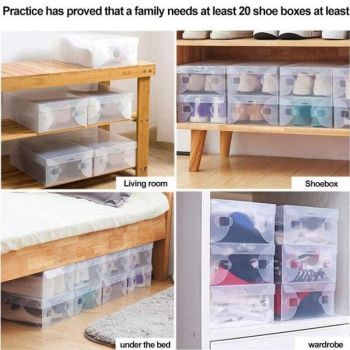 20x Clear Shoe Storage Box Foldable Stackable Plastic Shoe Boxes