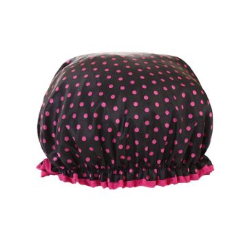 Woman Shower Cap Reusable Long Hair Large Turban Bathroom Waterproof Hair Cap - Black Background